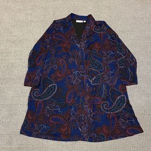Susan Graver Cardigan Womens 1x Novelty Knit Paisley Open Duster Size 1x
